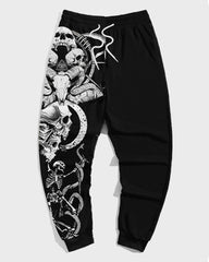 Men's Plus Size Necromancer Skull Printed Hoodie Suit