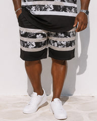 Big & Tall Men's Tropical Floral Stripe Print Tank Shorts Set
