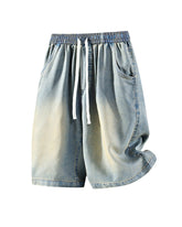 Men's Large Size Washed Distressed Solid Color Denim Pants XL-10XL