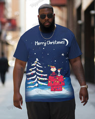 Big Men's Christmas Holiday Cartoon T-Shirt Shorts Set