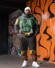 Cosplay Plus Size Men's Statement Abstract Sweater Two-Piece Set