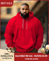 Men's Big and Tall Fashion Casual Versatile Solid Color Long Sleeve Hoodie