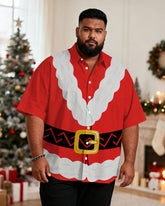 Big & Tall Men's Santa Claus Cosplay Printed Short Sleeve Shirt