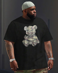 Street Bear Camo Print Big Men's Short Sleeve T-shirt 2-Piece Set