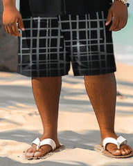 Big and Tall Men's Hawaiian Gradient Print Shirt Shorts Set