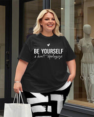 Women's Plus Size Be Yourself T-Shirt and Print Trousers Suit