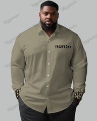 Featured Patchwork Long Sleeve Lapel Shirt Big & Tall Men's