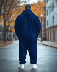 Men's Plus Size Blue Syracuse University Letter Print Hoodie Suit