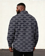 Big & Tall Men's Business Style Geometric Print Long Sleeve Shirt