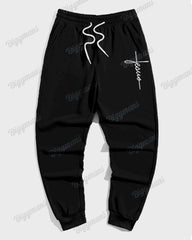 Men's Casual Name Of Jesus Cross Colorblock Print Big & Tall Hoodie Set