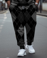 Big Men's Argyle Check Hoodie and Sweatpants Two Piece Set