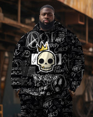 Men's Big & Tall Graffiti Skull Crown Hoodie Set of Two
