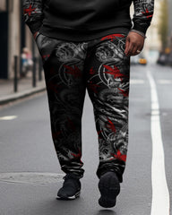 Men's Plus Rose Skull Hoodie Set