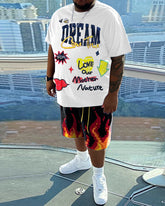 Men's Daily Casual Dream Printed Short Sleeve T-Shirt Set