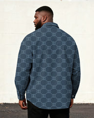 Big & Tall Men's Business Style Geometric Print Long Sleeve Shirt