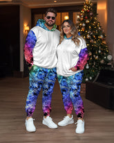 Couple Matching Aurora Snowflake Plus Size Hoodie Sweatpants Set