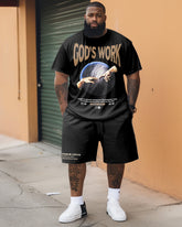 Men's Plus Size God's Work.Psalm 139:14 Two-piece Set