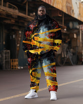 Men's Big & Tall Cartoon Graffiti Strap Long Sleeve Hoodie Set