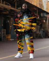 Men's Big & Tall Cartoon Graffiti Strap Long Sleeve Hoodie Set