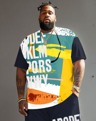 Street Casual Colorful Graffiti Print Large Men's Suit