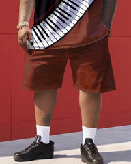 Color Block Printed Piano Key Print Men's Large Size Set