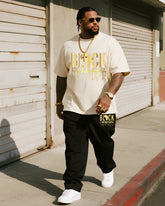 Big & Tall Men's Juneteenth Black History Month Alphabet Print T-Shirt Trousers Suit