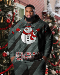 Men's Plus Size Merry Christmas Twill Hoodie Set of Two