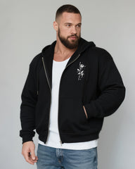 Big & Tall Men's Abstract Rose-Print Cardigan Hoodie