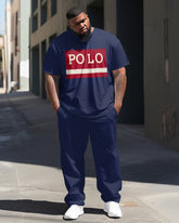 Color Matching Men's Casual Two-Piece Set Plus Size Short-Sleeved T-shirts