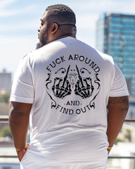 Fuck Around And Find Out Pattern Crewneck Short Sleeve Men's Big and Tall T-Shirt
