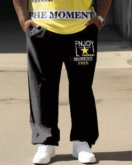 Men's Plus Size Colorblock Tee and Pants Set Casual Street Outfit