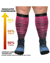 2XL-4XL Gradient Striped Running Fitness Compression Socks, For Obese Men And Women Sports Socks