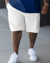 Men's Plus Size Color Matching Sport Polo Two-Piece Set