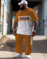 Men's Big and Tall Street Color Matching Casual Two-piece Set