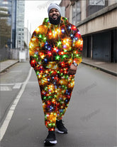 Men's Fun Colored Christmas Lights Big and Tall Hoodie Set