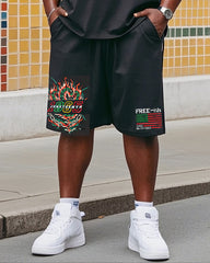 Men's Plus Size June Festival Digital Print T-Shirt Shorts Suit