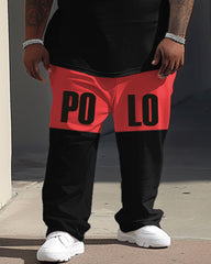 Street Vitality Colorblock POLO Letter Print Large Men's Set