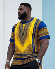 Big & Tall Men's Vintage Printed Crewneck T-Shirt Shorts Suit