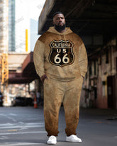 Men's Plus Size Route 66 Signs Hoodie Suit