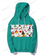Couple Fashion Casual Big Size Christmas Patchwork Printed Hoodie Set