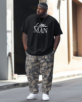 Men's Large Hip-Hop Retro Street King Camouflage Casual Two-piece Set