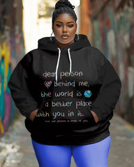 Women's Plus Dear Person Behind Me Print Long-sleeved Hoodie