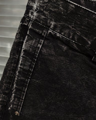 M-2XL Black Distressed Wash Thin Denim Shorts