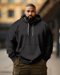 Men's Big and Tall Fashion Casual Versatile Solid Color Long Sleeve Hoodie