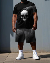 Spirit Speaks Beneath The Shroud Big & Tall Men's Skull Print Short Sleeve T-shirt Shorts Set