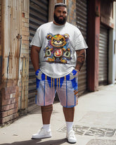 Men's Plus Size T-shirt & Shorts Tracksuit with Violence Bear Graffiti