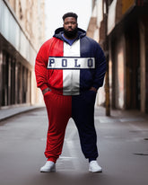 Men's Big & Tall Jogging Set Color Block Full Zip Hoodie and Pants Set