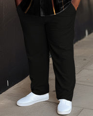 Plus Size Men's Abstract Print Leisure Short Sleeve Walking Suit