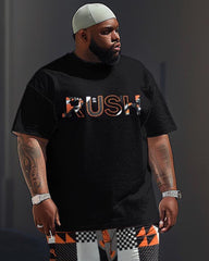 Street Colorblock Square RUSH Letter Print Large Men's Set