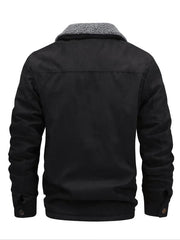 Men's Solid Pocket Zipper Fleece Jacket